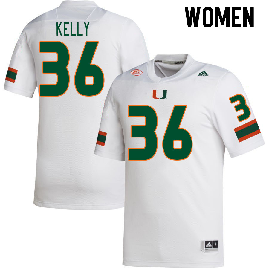 Women #36 Nick Kelly Miami Hurricanes College Football Jerseys Stitched-White